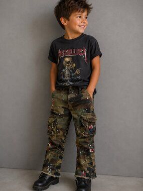 Tulones Boys Camo Splatter Paint Cargo Pants size 5